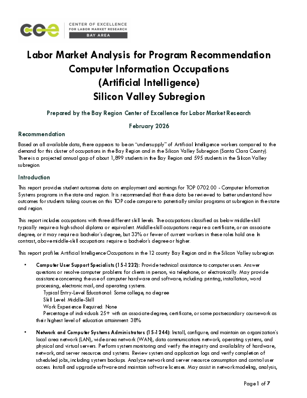 Computer Information (Artificial Intelligence) Occupations