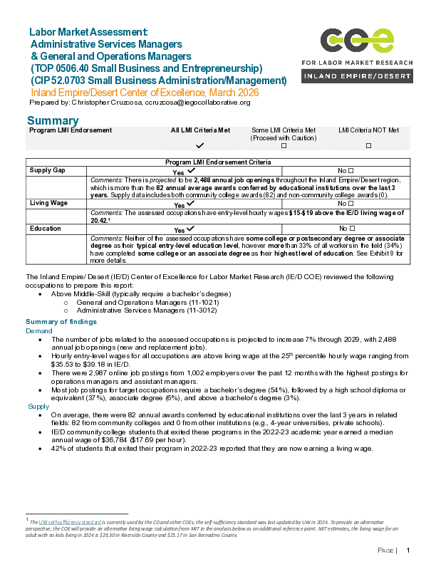 Administrative Services Managers & General and Operations Managers