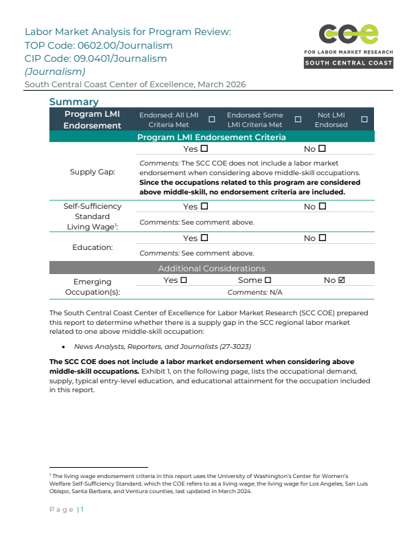 News Analysts, Reporters, and Journalists