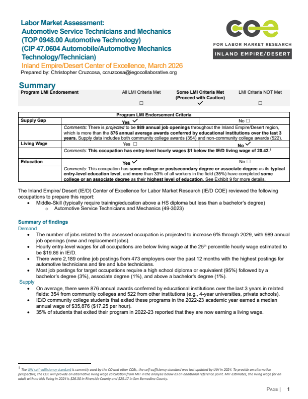 Automotive Service Technicians and Mechanics