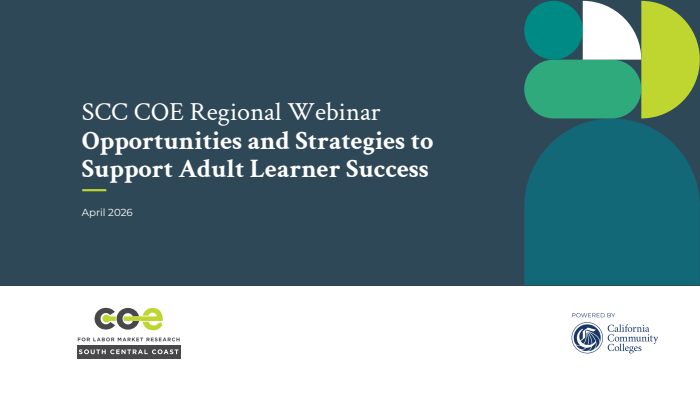 Regional Webinar: Opportunities and Strategies to Support Adult Learner Success