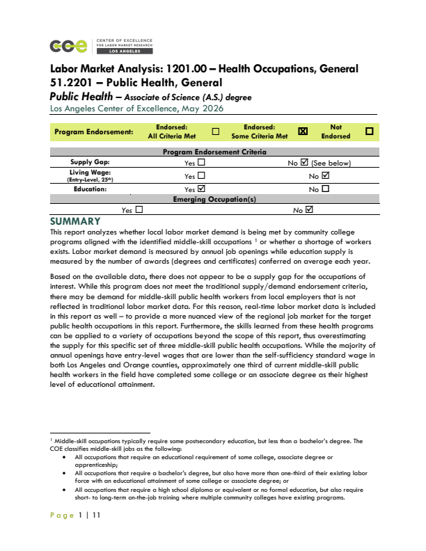 Public Health Occupations