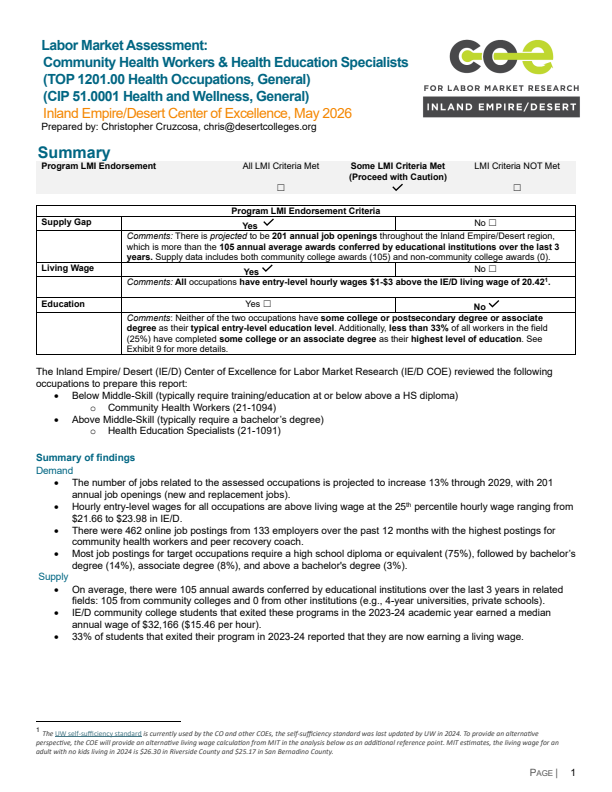 Community Health Workers & Health Education Specialists