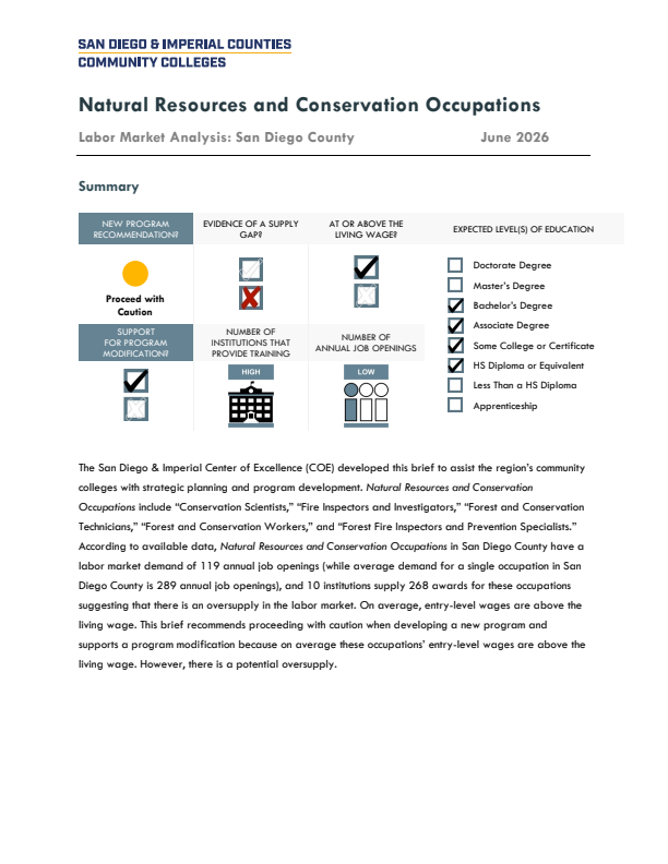 Natural Resources and Conservation Occupations