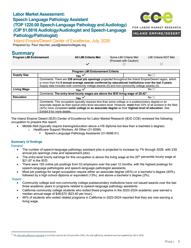 Speech Language Pathology Assistants