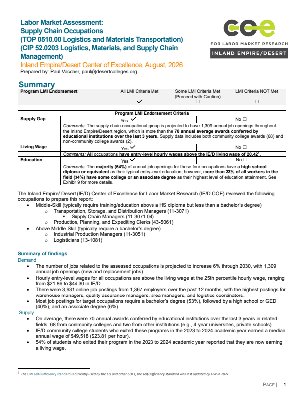Supply Chain Occupations