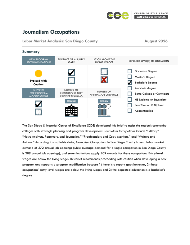 Journalism Occupations